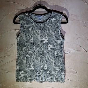 Le Pleat Tan & Black Tank Top Blouse Medium